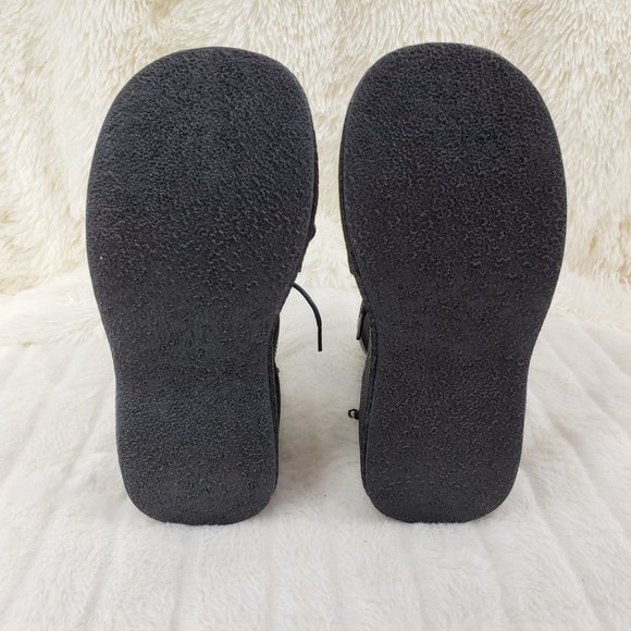 Emily Black Canvas Chain Goth 2" Platform Ankle Boots 114x - Picture 7 of 16